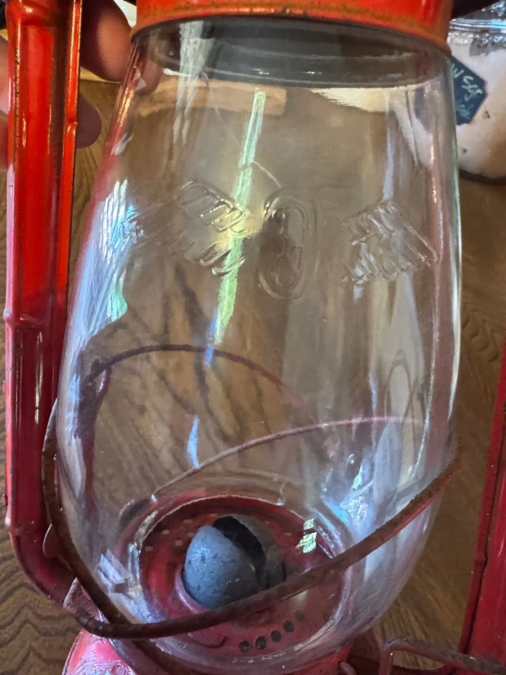 Railroad WingedWheel Made in Japan Red Vintage Lantern for Home Accent upcycle